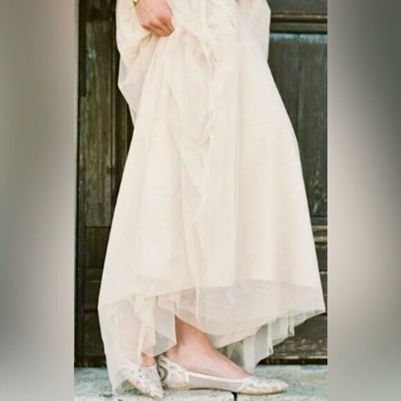 Badgley Mischka Shoes - Badgley Mischka Gigi Crystal Pointed Ivory Flats